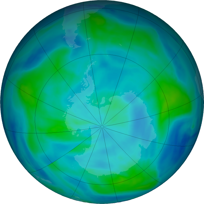 Antarctic ozone map for 12 March 2017